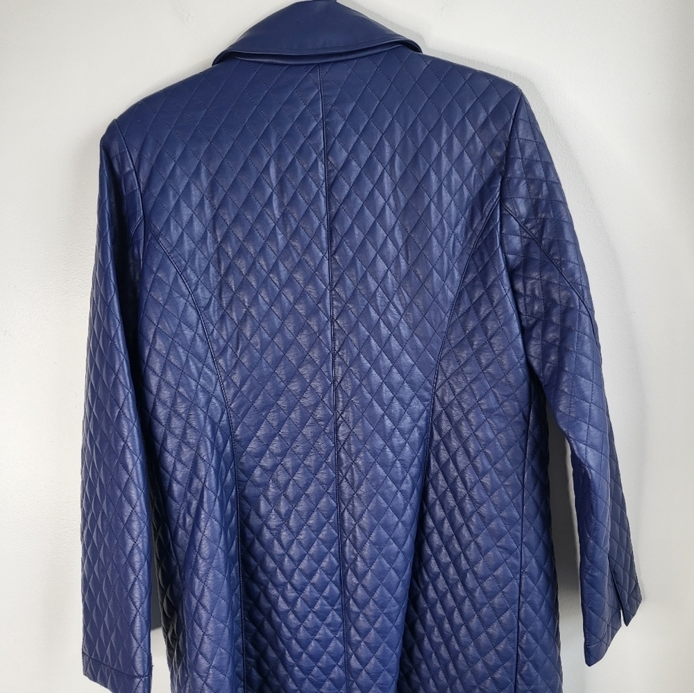 Dennis Basso faux blue leather jacket.  Like new condition size S - Picture 2 of 7